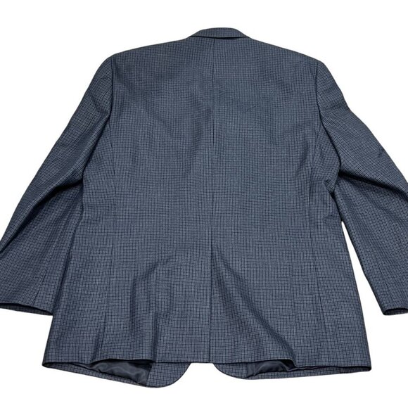 Chaps Mens Checkered Blazer Jacket 44R Blue Rayon Polyester Two-Button Vietnam - Picture 2 of 9